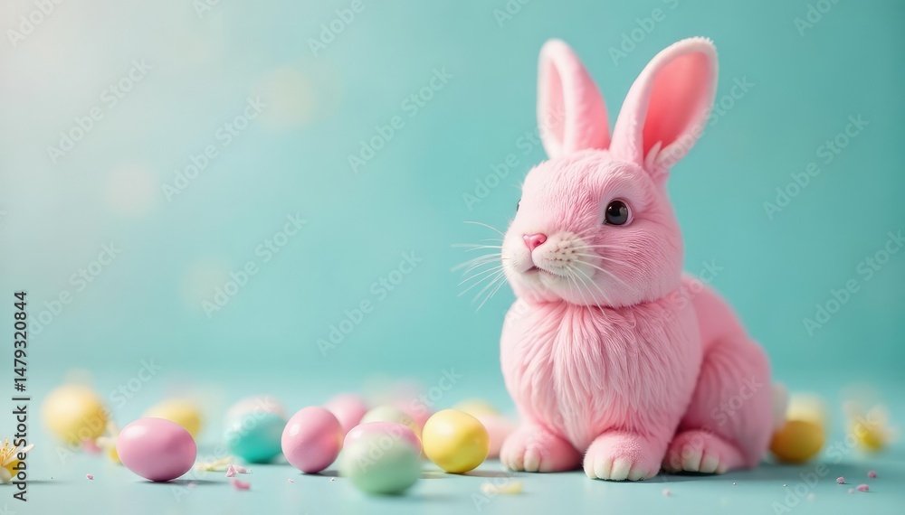 Fototapeta premium Adorable pastel candy Easter bunny, perfect for spring celebrations and holiday treats , cheerful, marshmallow