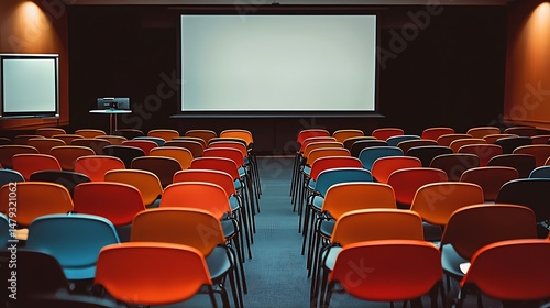 Empty Conference Room with Projectors and Chairs Ready for Presentation