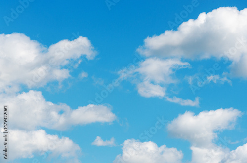 White clouds in blue sky.