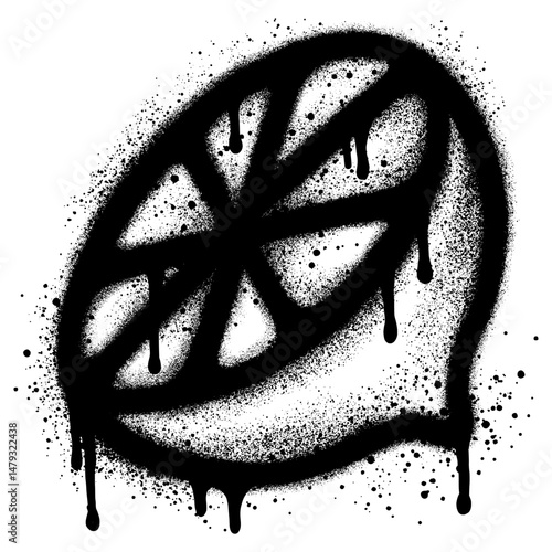 Spray Painted Graffiti Lemon Sprayed isolated with a white background.