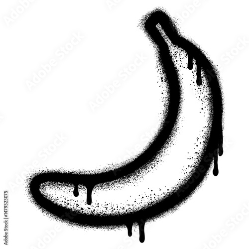 Spray Painted Graffiti banana Sprayed isolated with a white background.