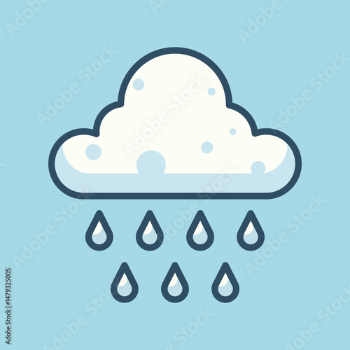 Animated rain cloud showers droplets cartoon flat design illustration