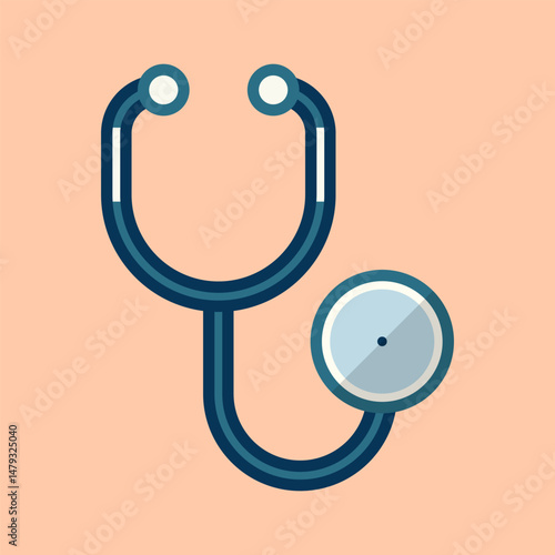 A stethoscope ready for medical checkup cartoon flat design illustration