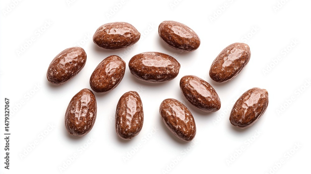 Obraz premium Assorted brown almonds on white background