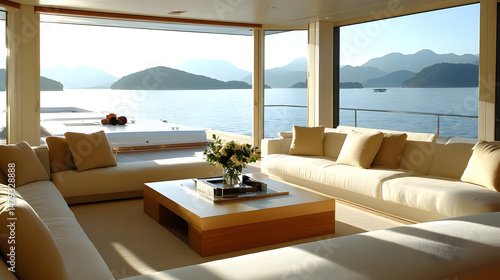 Obraz na płótnie Luxury Yacht Views: Calm Seascape w salonie