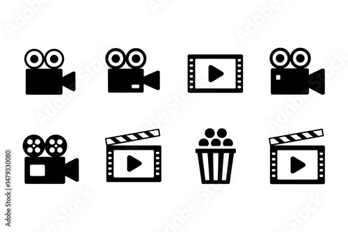 Video production film making icon set vector design