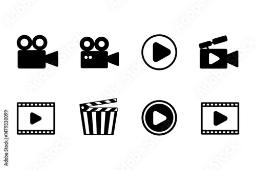 Video production film making icon set vector design