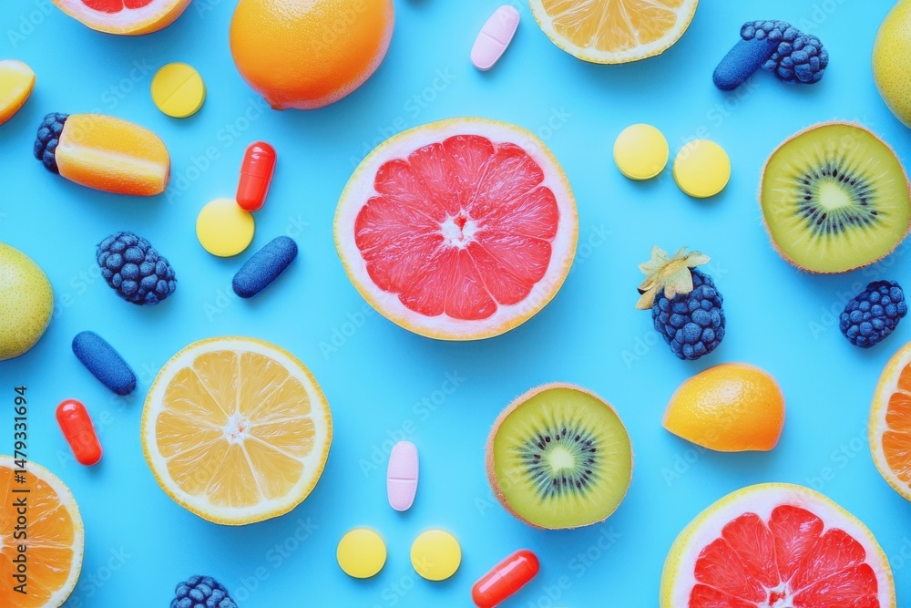 Healthy Lifestyle Vitamins Fruits Citrus Kiwi Grapefruit Lemon Oranges Background Food Diet Fresh Healthy Lifestyle Vitamins Fruits Citrus Kiwi Grapefruit Lemon Oranges Background Food Diet Fresh