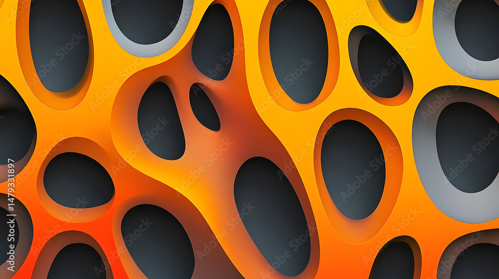 Abstract Orange Shapes Design, Visual Art