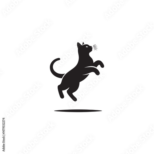 Russian Blue Cat Vector Silhouette: Sleek, Short-Haired Feline with Bright Green Eyes and Luxurious Blue Coat, Captured in a Minimalist Outline for Elegant Pet Designs.
