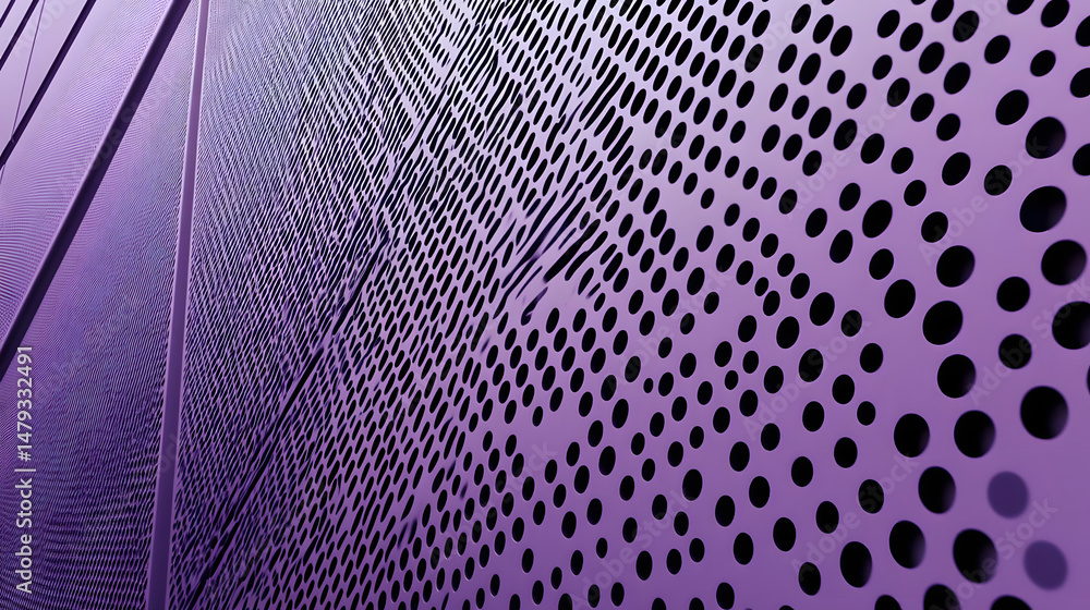Purple Metal Panel with Holes: Abstract Design