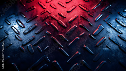 Obraz na płótnie Metal Texture: Red & Blue Light w salonie