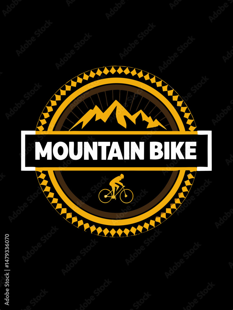 Naklejka premium Mountain bike typography design for T-shirt on black background