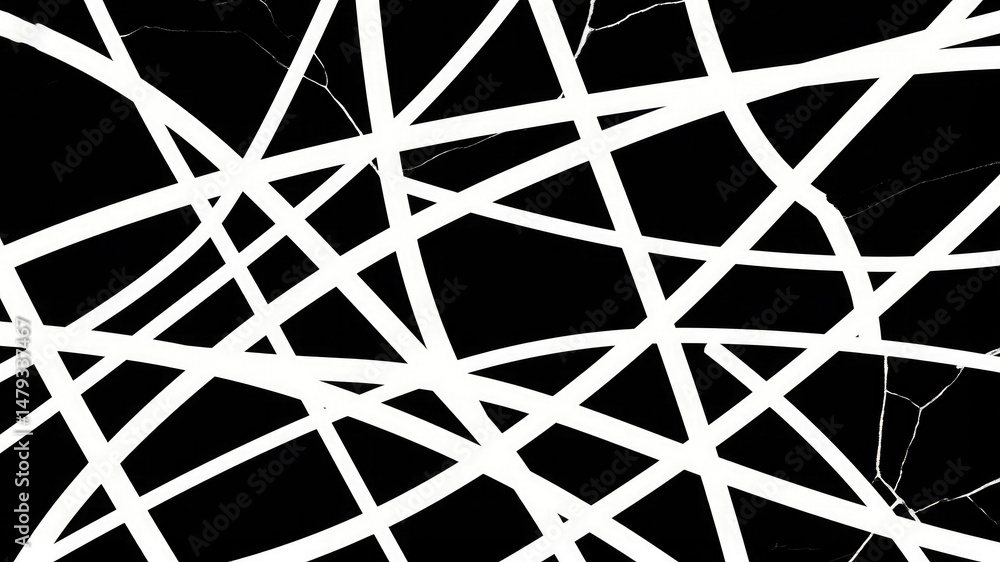 Abstract black and white artwork illustrating intersecting lines and geometric patterns Abstract black and white artwork illustrating intersecting lines and geometric patterns