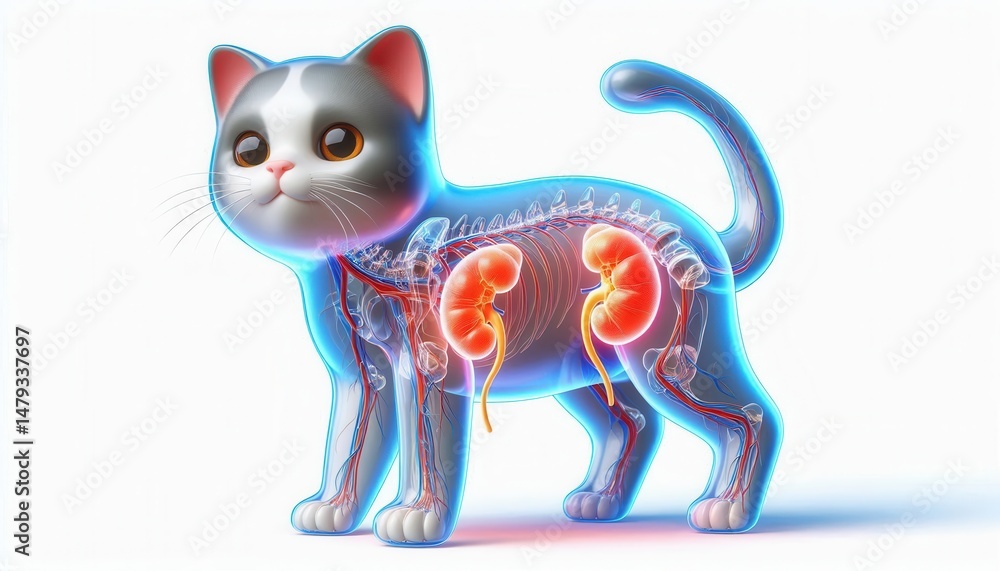 Obraz premium Interactive cat anatomy model educational tool digital environment 3d visualization engaging learning resource