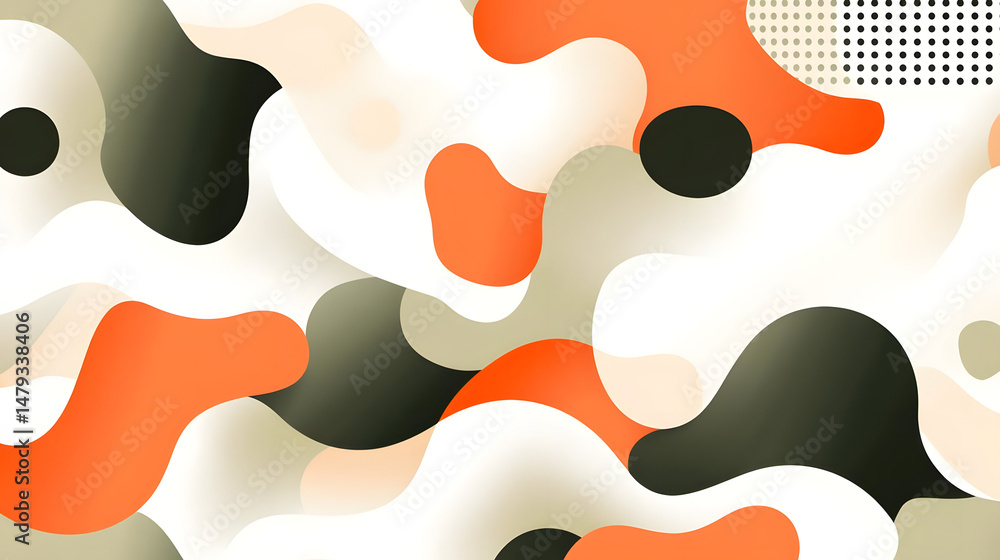 Abstract Shapes: Orange, White, & Green