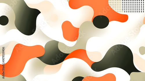 Obraz na płótnie Abstract Shapes: Orange, White, & Green w salonie