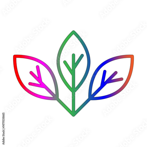 Mint leaves line gradient icon
