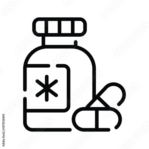 Get a glimpse of our latest line icon of pills bottle