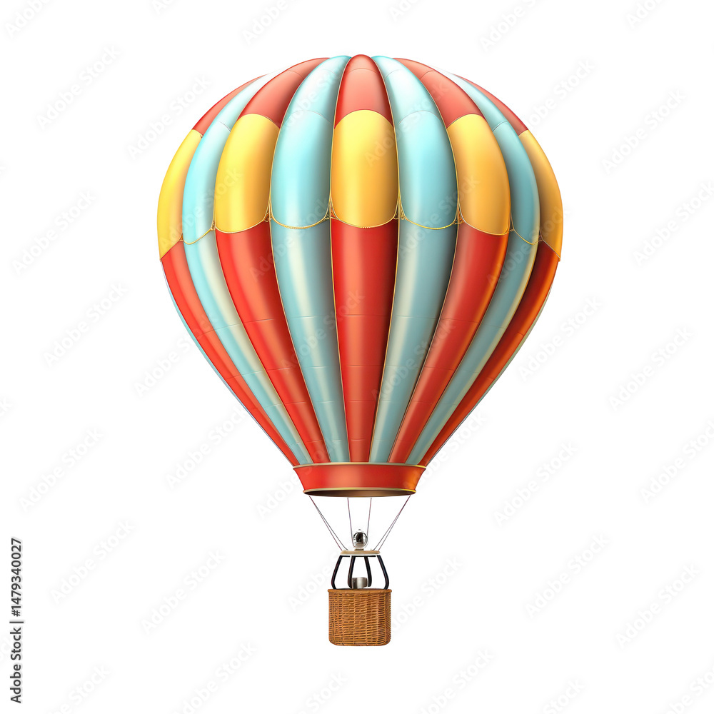 Fototapeta premium Hot Air Balloon Floating Isolated on Transparent Background
