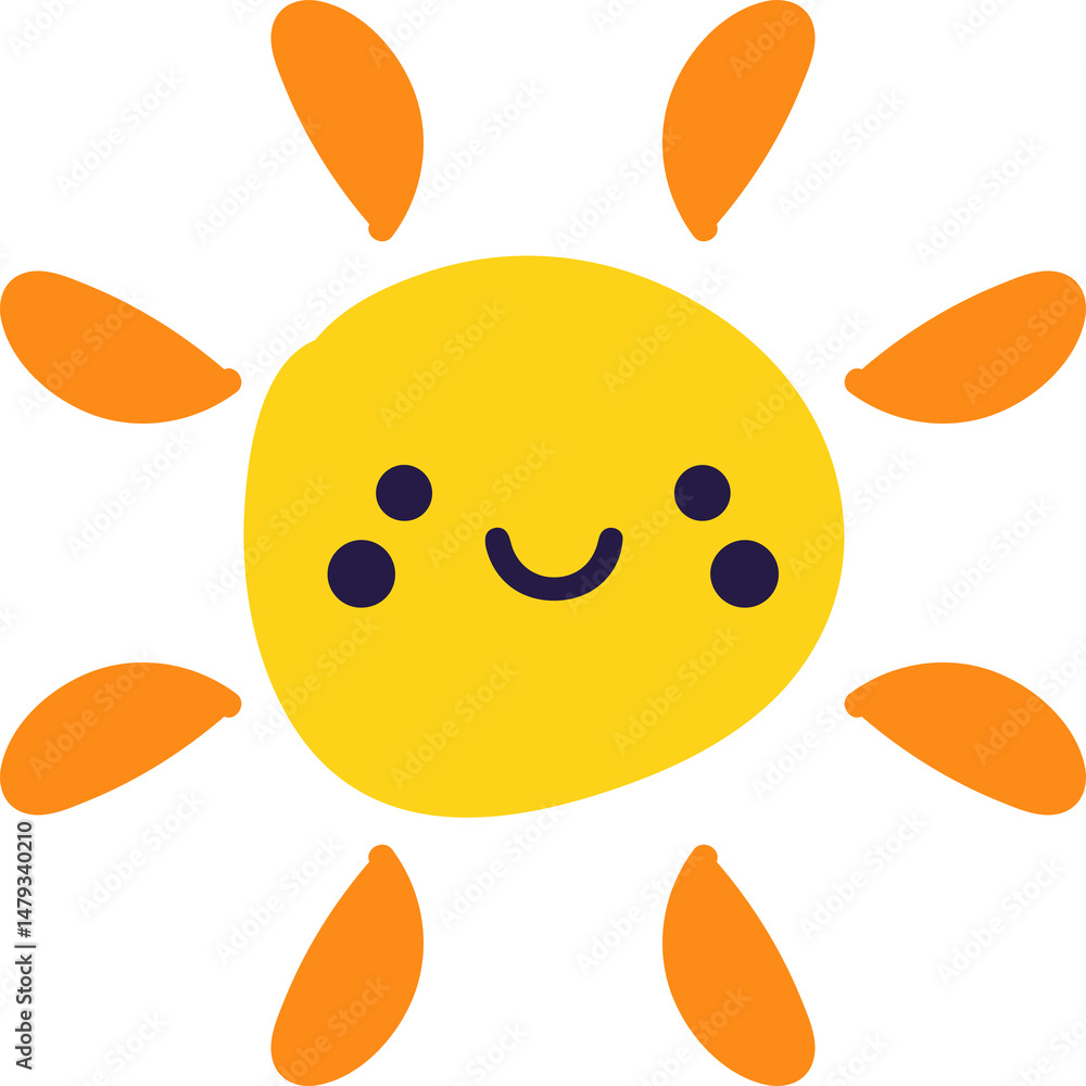 Fototapeta premium Cute Sun PNG – Adorable Smiling Sun Illustration with Transparent Background, Happy Sun Icon for Designs