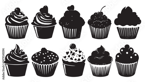 Cupcake Silhouettes Vector