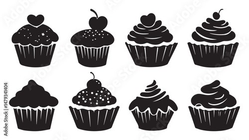 Cupcake Silhouettes Vector Art