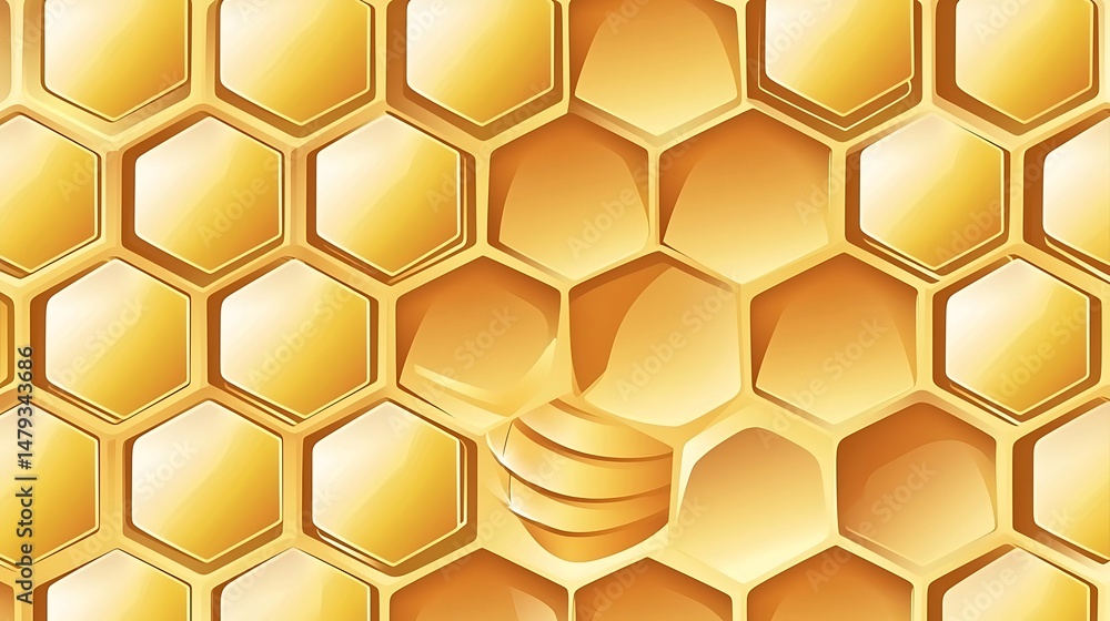 Golden Honeycomb Pattern with Flowing Honey, Abstract Design for Nature's Sweet Golden Honeycomb Pattern with Flowing Honey, Abstract Design for Nature's Sweet