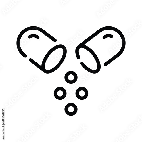 Here is a line icon showing open capsule