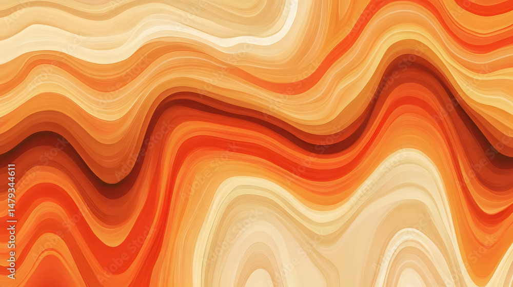 Fluid Orange Waves Abstract Art Design