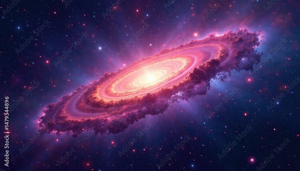 Naklejka premium Stunning nebula in a distant galaxy, vibrant colors and cosmic dust , starfield, wonder, galactic