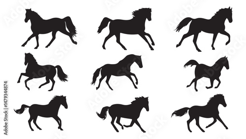 Galloping Horse Silhouettes
