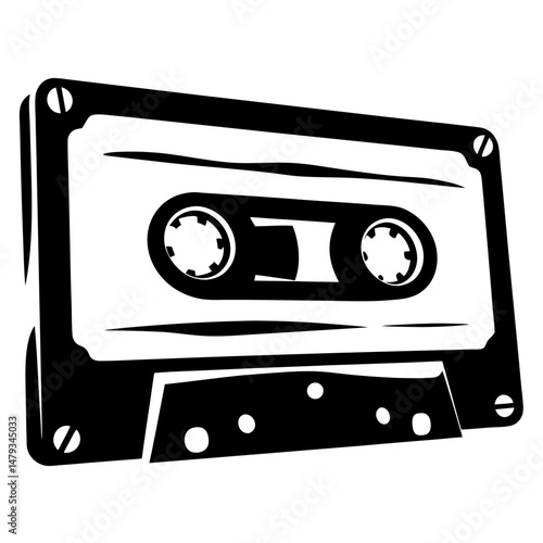 Vintage Audio Cassette Tape Graphic Illustration Retro Music Technology