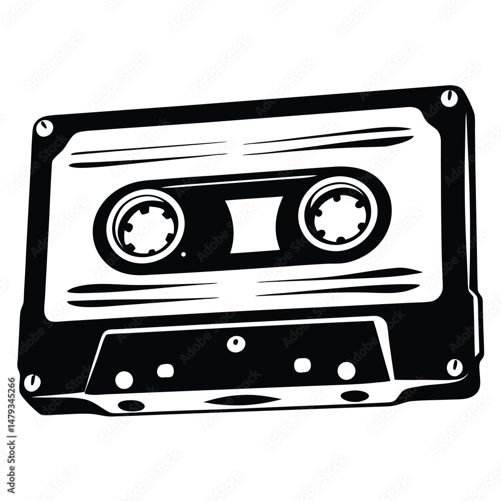 Obraz premium Vintage Audio Cassette Tape Retro Music Technology Design Graphic