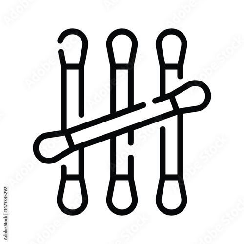 An easy to edit line icon showing medicated cotton swabs