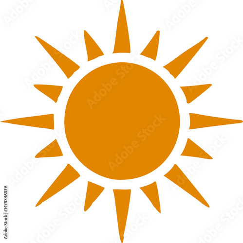 Yellow Sun Icon PNG – Bright Sun Symbol with Transparent Background, Sunny Day Icon for Designs