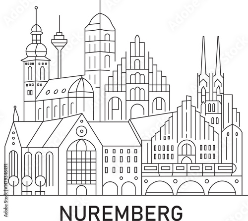 Nuremberg City Line Draw Simple Minimalist