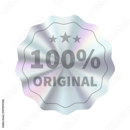 Holographic Sticker Set with Shiny Metallic Gradient Badges, 100 percent original Tags for Business