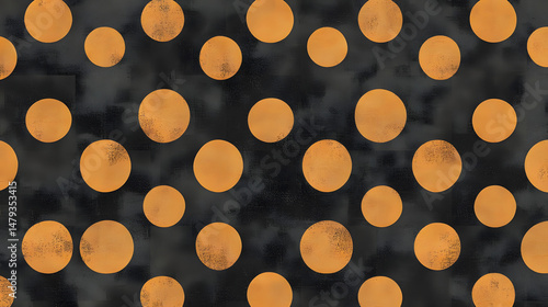 Orange Circles on Black: Abstract Art