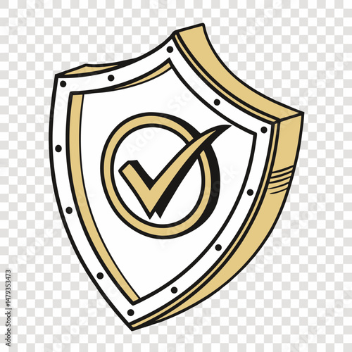 Golden Shield Protection with Black Check Mark