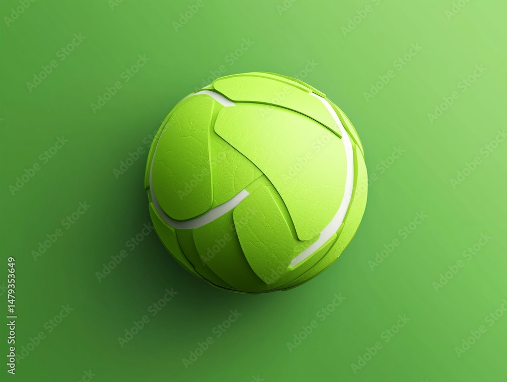 Bright Green Tennis Ball Design on Smooth Green Background Bright Green Tennis Ball Design on Smooth Green Background