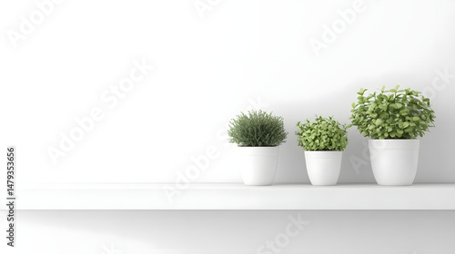Obraz na płótnie Plants on Shelf: Decor, Greenery, Home w salonie