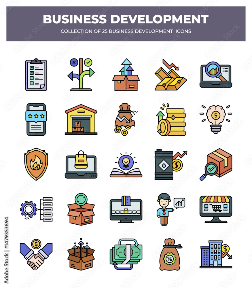Obraz premium Collection of 25 Business Development Icons: Boost Your Business Growth Strategy