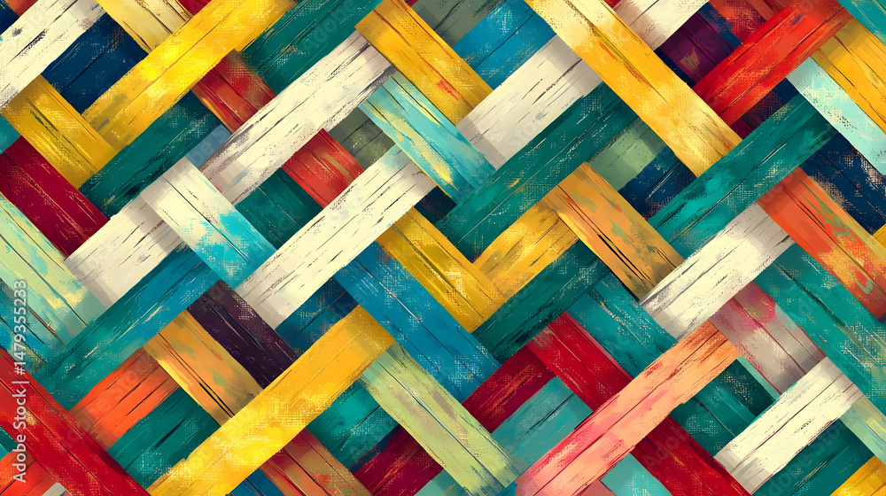 Colorful Wooden Planks Intertwined Design