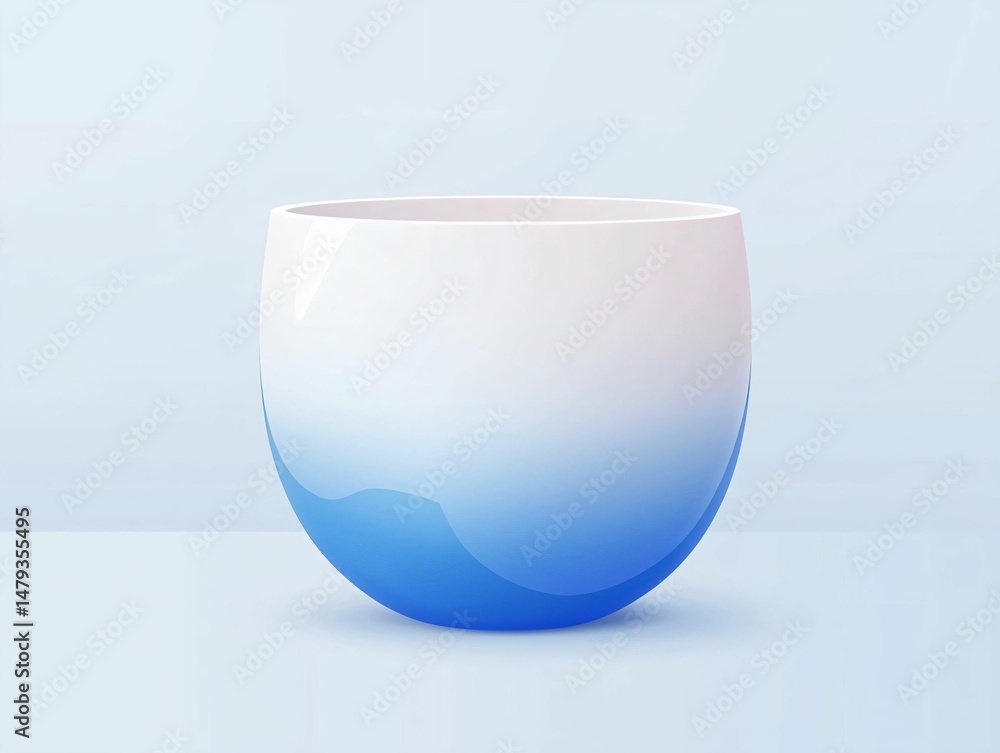 Modern Minimalist Bowl with Smooth Gradient Design in Blue and White Modern Minimalist Bowl with Smooth Gradient Design in Blue and White