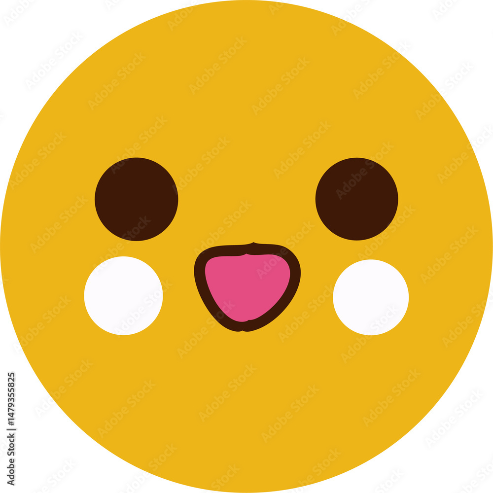 Fototapeta premium Smiley Emoji PNG – Happy Face Icon with Transparent Background, Joyful Expression Illustration