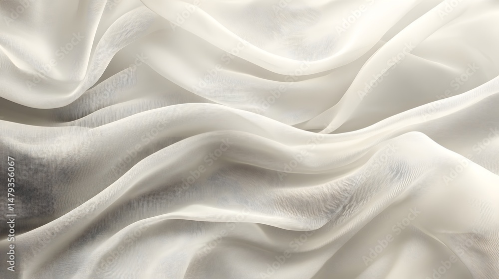 Obraz premium Soft, flowing white fabric texture close-up.