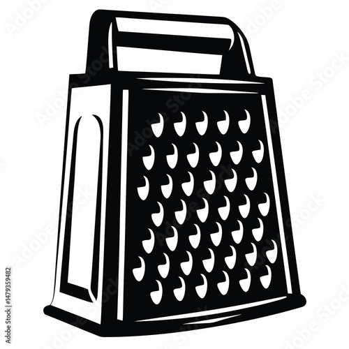 A Black and White Illustration of a Box Grater Kitchen Utensil