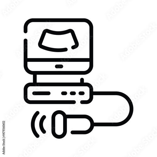 Grab this trendy line style icon of ultrasound machine