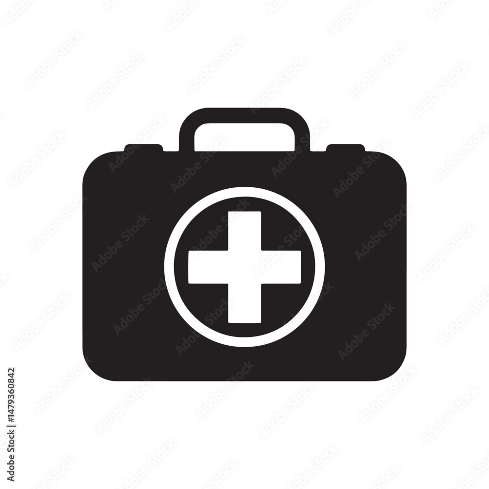 First Aid Kit Silhouette Vector for Emergency Care, Health Supplies and Medical Icon Use First Aid Kit Silhouette Vector for Emergency Care, Health Supplies and Medical Icon Use
